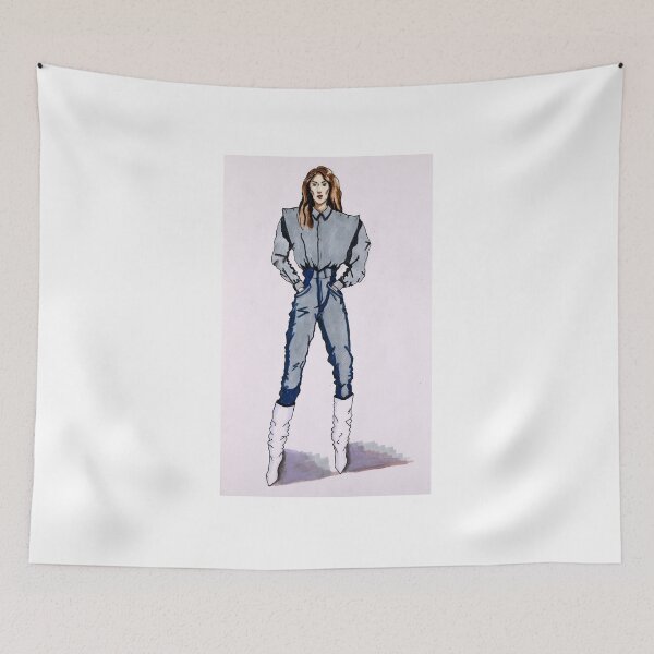 Item preview, Woman Denim Suit Sketch Fashion Illstration by Helen Berk designed and sold by HelenBerkArt.
