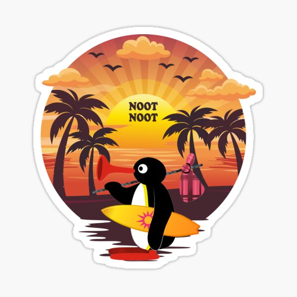 Vista previa del artículo con la obra «Noot Noot Pingu Atardecer», diseñado y vendido por Forgaerd.