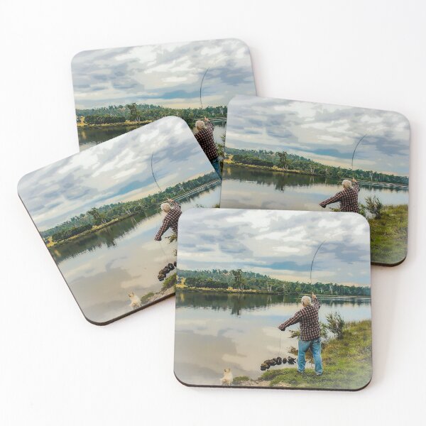 Item preview, Pleasant fishing moment on the river bank designed and sold by kispixart.