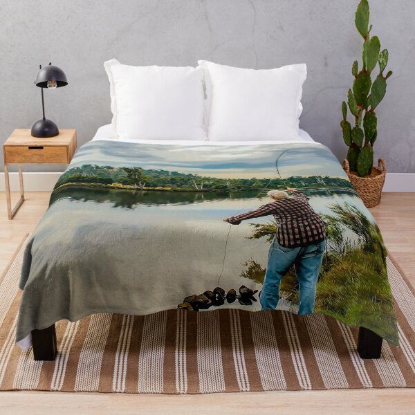 Item preview, Pleasant fishing moment on the river bank designed and sold by kispixart.
