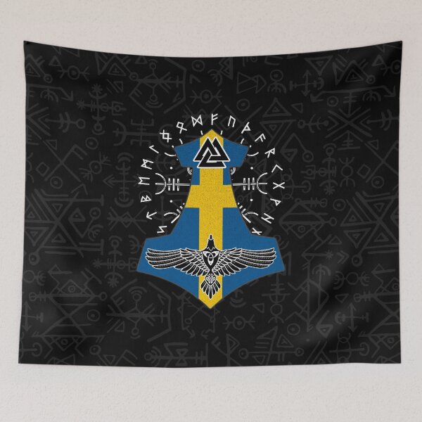 Item preview, Viking Swedish Flag Viking Thor Runes Swedish Vikings designed and sold by Bommer20.