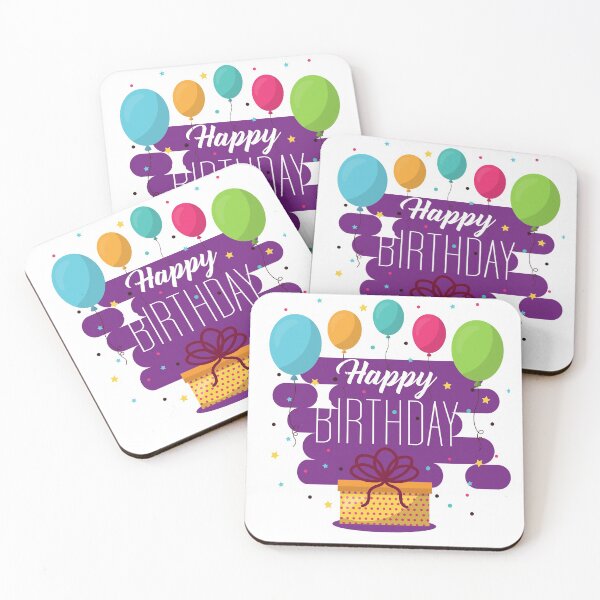 Item preview, Happy birthday with a gift box and balloons. designed and sold by Hinny8.