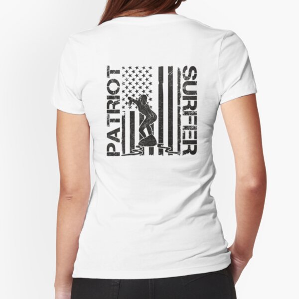 Patriot Surfer - Surf Art Female Distressed Patriotic Fitted T-Shirt