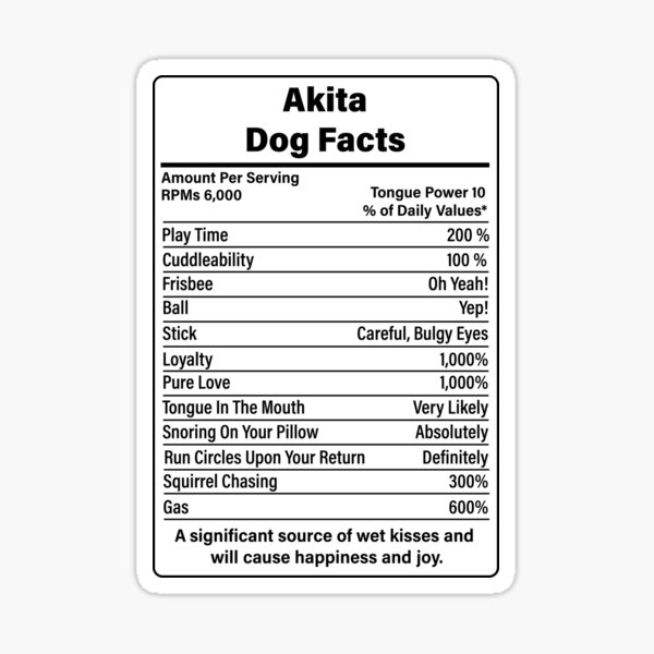 "Akita Funny Dog Facts, Akita Nutrition Facts,Gift For Akita Owner