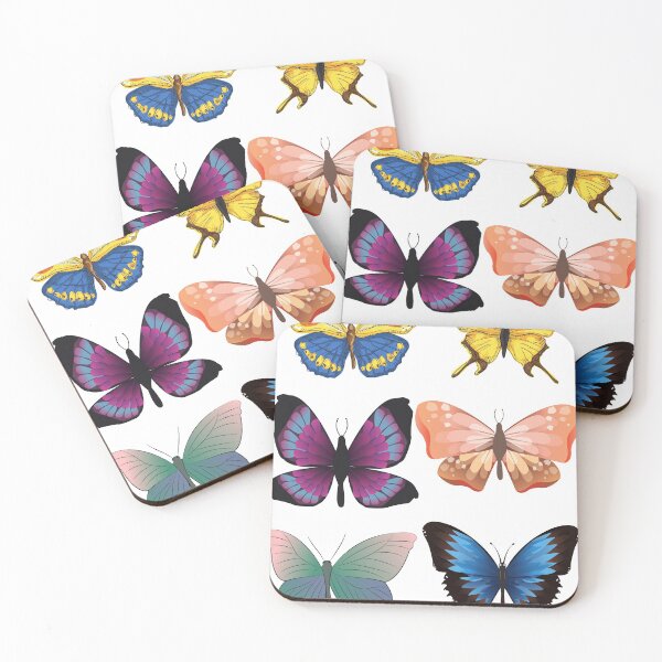 Item preview, BEAUTIFUL GREEN, BLUE, PINK , RED AND YELLOW FLORAL BUTTERFLIES designed and sold by Hinny8.