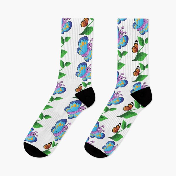 Item preview, BEAUTIFUL GREEN LEAVES AND BLUE FUNNY FLORAL BUTTERFLIES designed and sold by Hinny8.