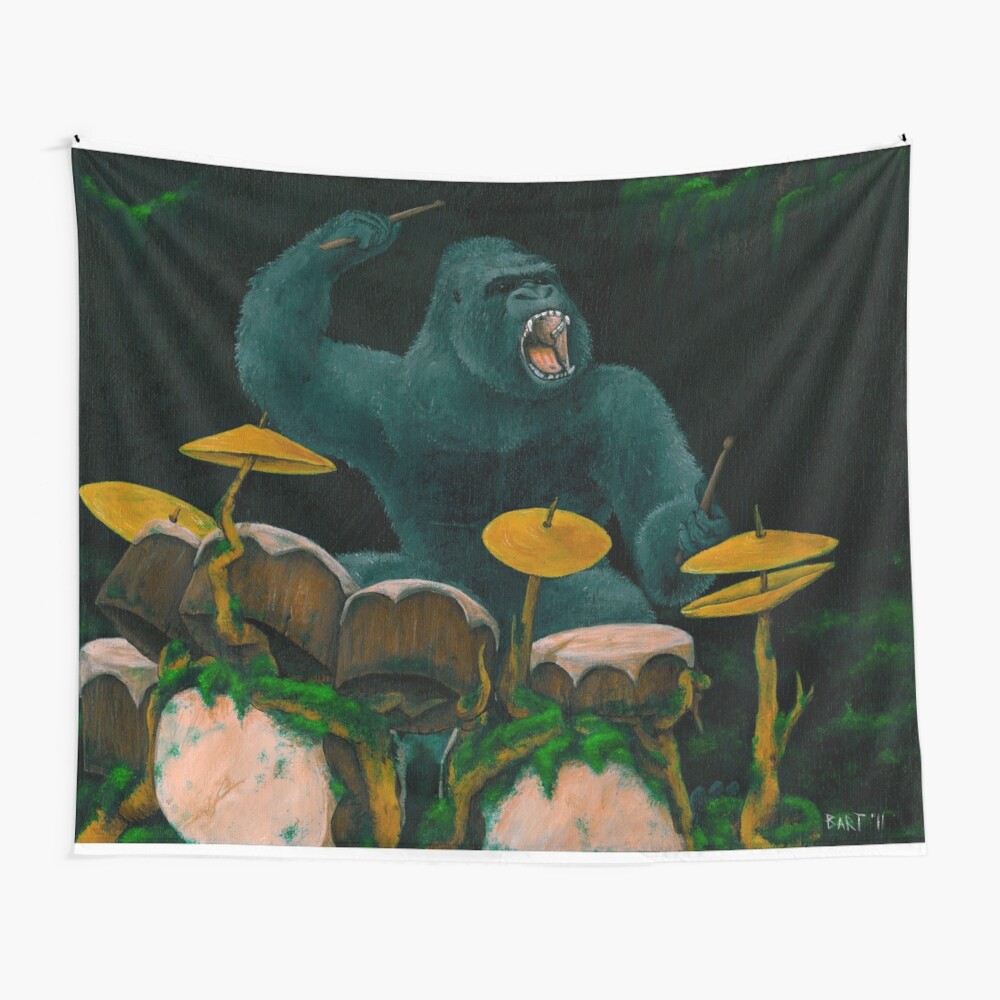 "Gorilla Jungle Drums" Wall Tapestry by bartcastle Redbubble