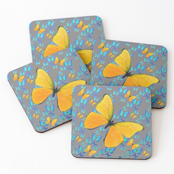 Item preview,   BLUE-YELLOW SPRING BUTTERFLIES GREY PATTERNS designed and sold by sharlesart.