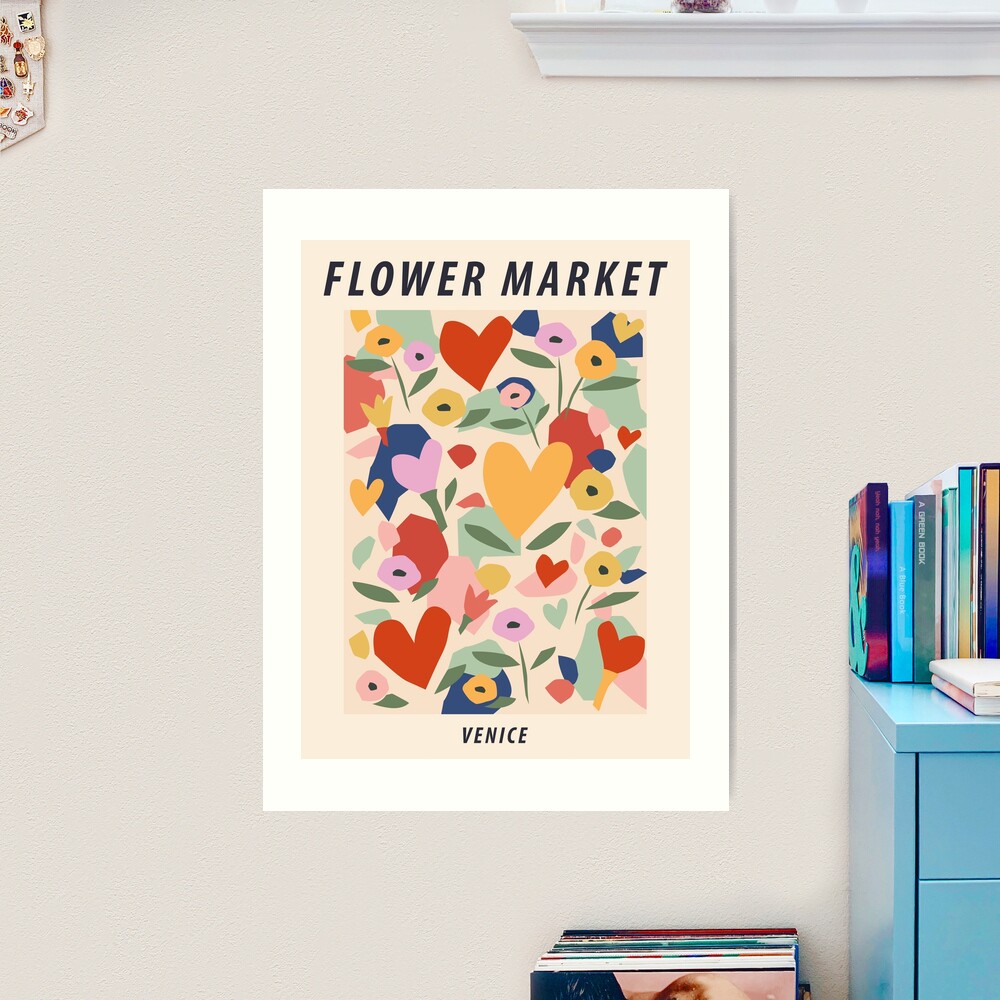 Flower market, Verona, Valentine's Day decor, Heart art, Retro print,  Neutral art, Aesthetic poster, Romantic Poster for Sale by KristinityArt