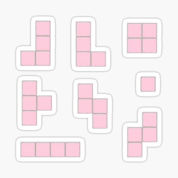 Item preview, Simple one color pastel tetromino sticker set designed and sold by azracaus.