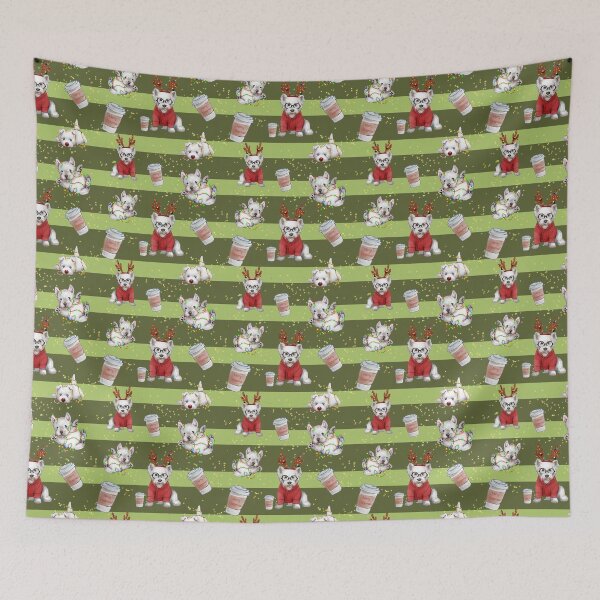 Item preview, Christmas Westies green pattern designed and sold by ArtInPi.