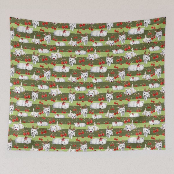 Item preview, Christmas Westies green pattern designed and sold by ArtInPi.