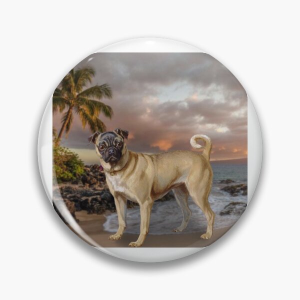 Item preview, Pug on the beach with sunset designed and sold by ManifestoDesign.
