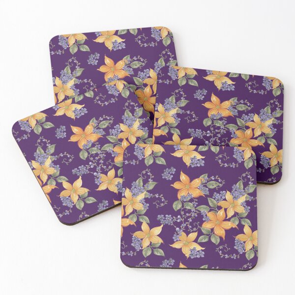 Item preview, Orange Flowers And Forget-Me-Nots Pattern (Plum) designed and sold by HildegunStudio.
