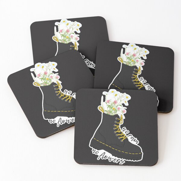 Item preview, No rain no flowers black boots   designed and sold by HappyStashByTsh.