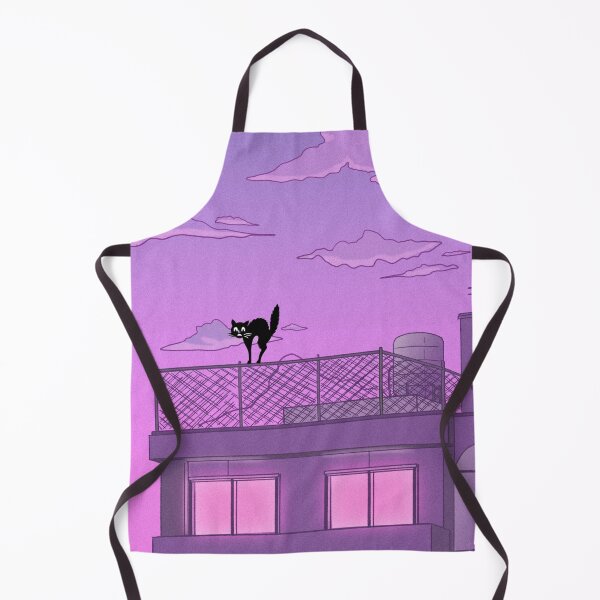 Aperçu de l'œuvre Chat noir effrayé sur le bâtiment violet pastel - paysage urbain d'art de pixel créée et vendue par Kawaiishizz.