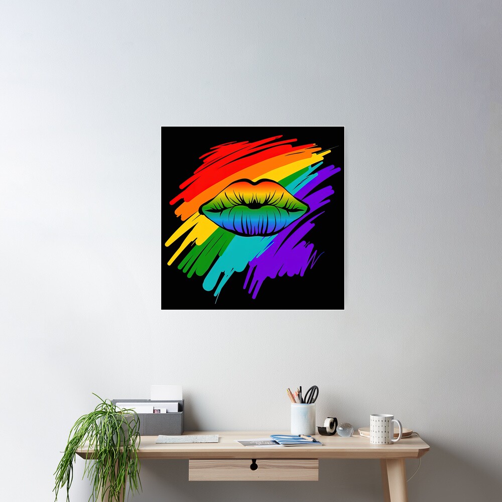 Póster for Sale con la obra «Un beso arcoíris, beso arcoíris, orgullo gay»  de graphic-genie | Redbubble