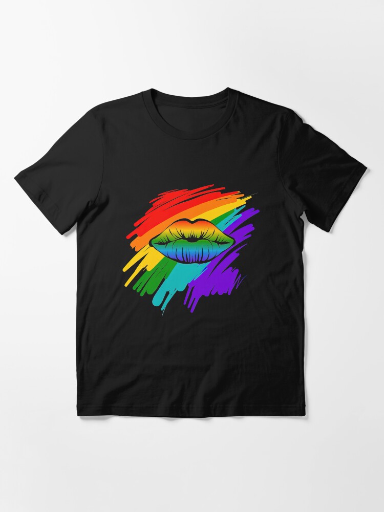 NWT Rainbow Lips Black Large factory Graphic T-shirt