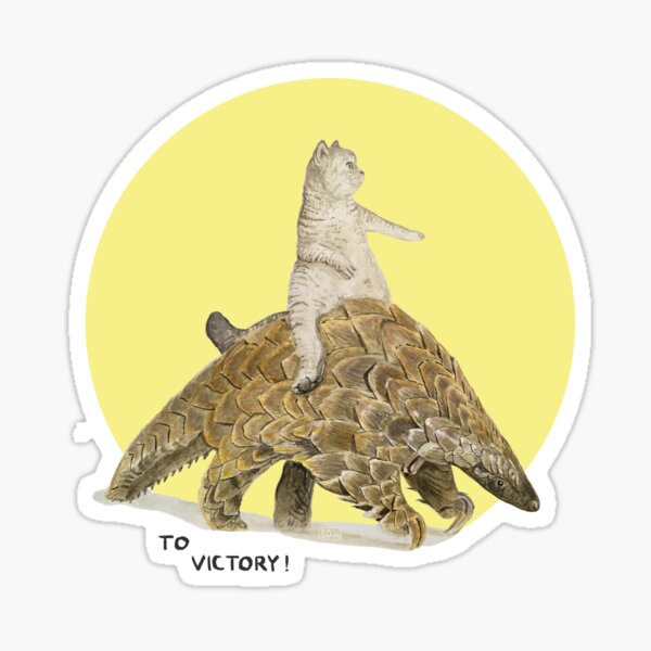 Cat and Pangolin by London designer Robert Clear Sticker