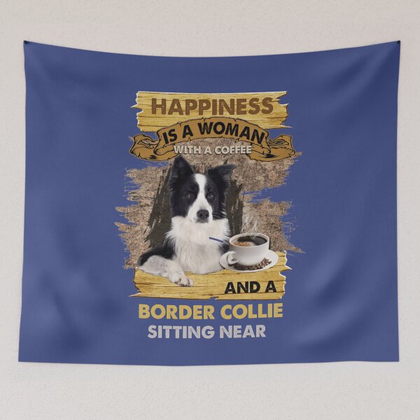 Item preview, Border Collie Sitting Coffee Near Woman designed and sold by Linenist.