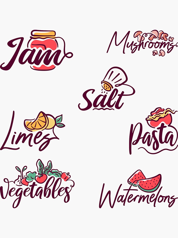 "Food Labels Sticker Pack 1" Sticker for Sale by Stickerwars1977