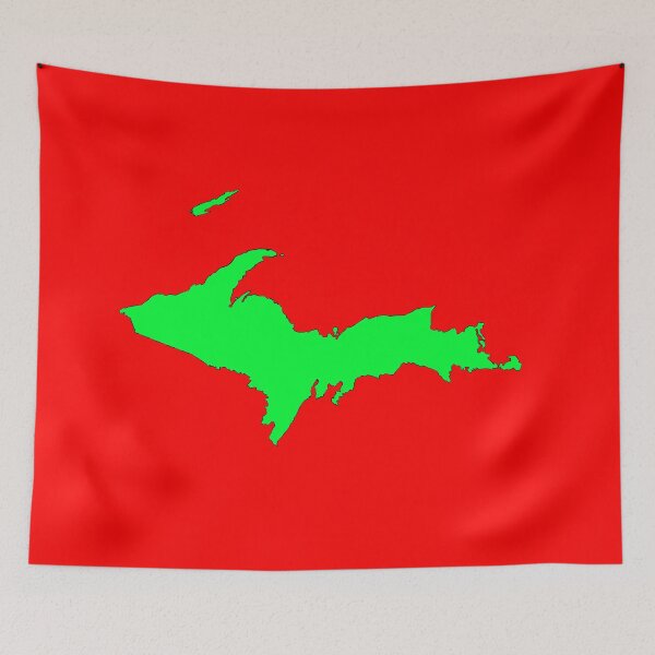 Item preview, Green on Red Upper Peninsula designed and sold by EzrasTrinkets.