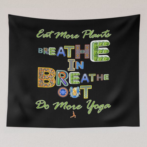 Item preview, Breathe In Breathe Out Eat More Plants Do More Yoga Health and Fitness designed and sold by artfulnotebook.