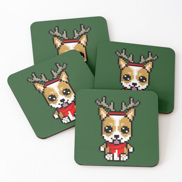 Item preview, Cute Christmas Corgi with Antlers (Chibi Pixel Animal Character) designed and sold by Pixe11y.