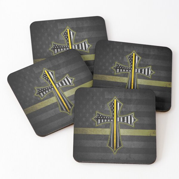 Item preview, Thin Yellow Line American Flag Cross designed and sold by artistwill.