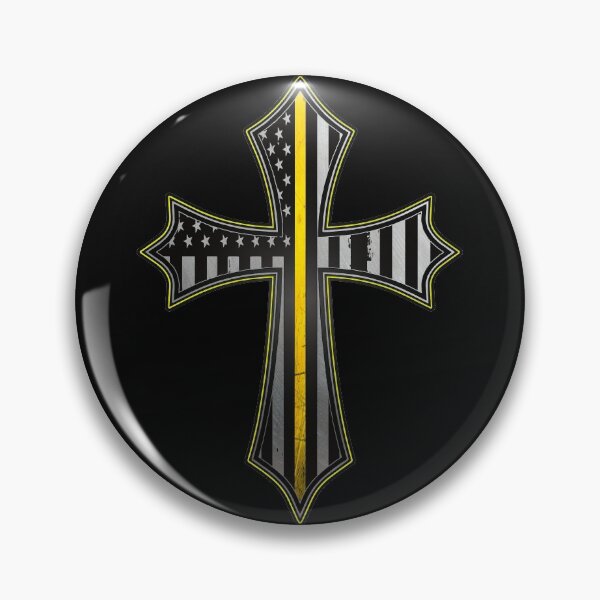 Item preview, Thin Yellow Line American Flag Cross designed and sold by artistwill.