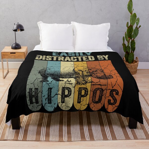Item preview, Easily Distracted By Hippos Retro Vintage Hippo Animal Lovers designed and sold by boyastore.