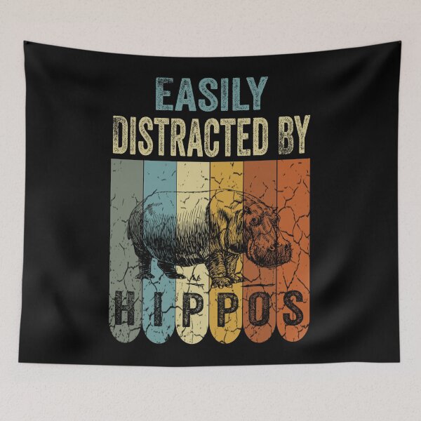 Item preview, Easily Distracted By Hippos Retro Vintage Hippo Animal Lovers designed and sold by boyastore.