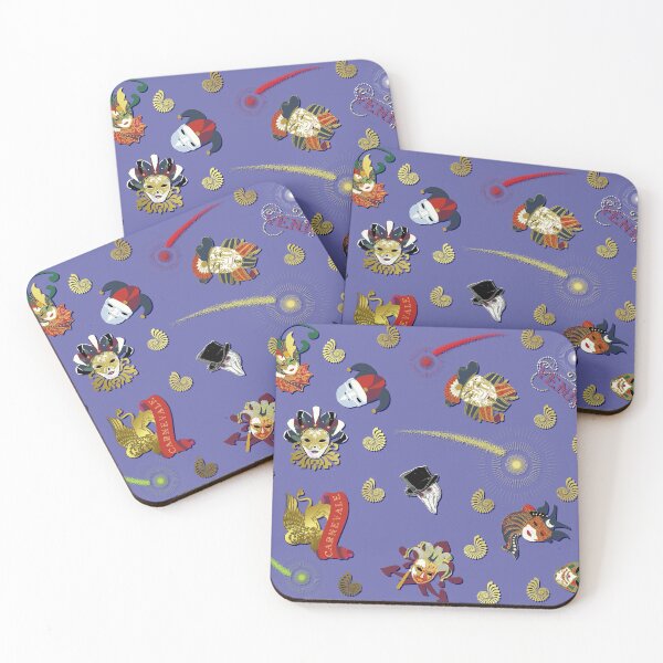 Item preview, Pattern - Toss of masks homage to Venice Carnival -  On Periwinkle  designed and sold by Eejee-SK.