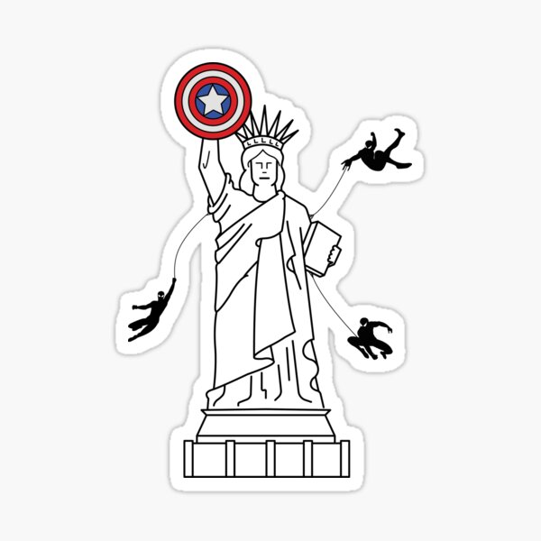 3 Peter Parker swinging on the Statue of Liberty (color) Sticker
