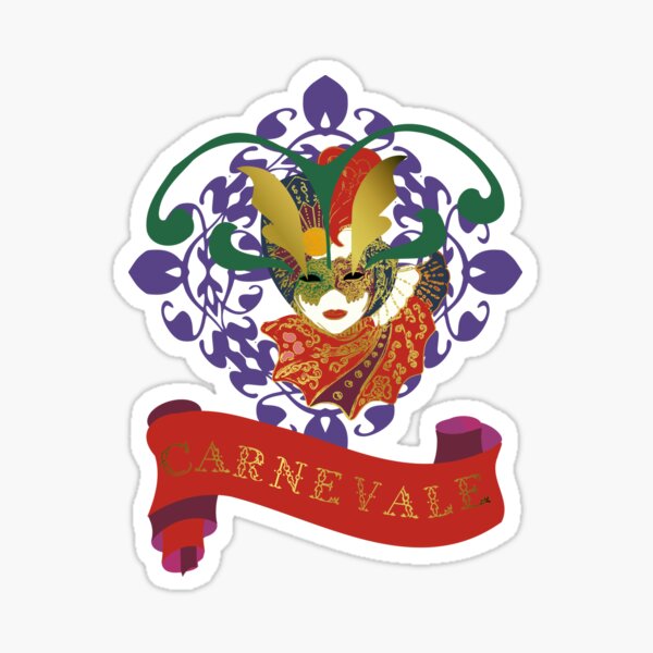 Art - homage to Venice Carnival - One Mask transparent Sticker