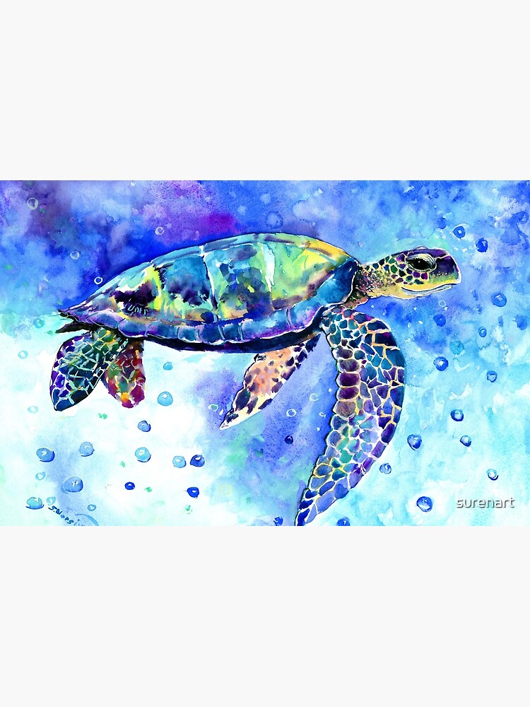 Thumbnail 4 of 4, Zipper Pouch, Sea Turtle Underwater Scene designed and sold by surenart.
