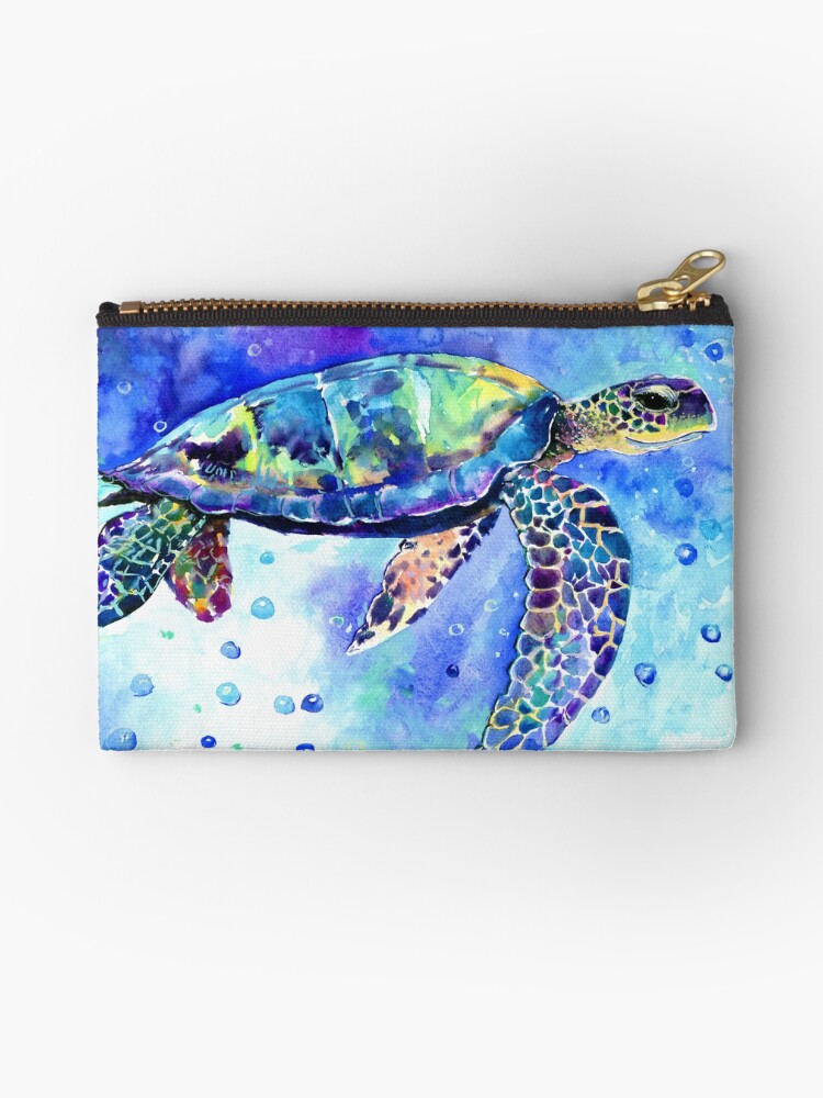 Thumbnail 1 of 4, Zipper Pouch, Sea Turtle Underwater Scene designed and sold by surenart.