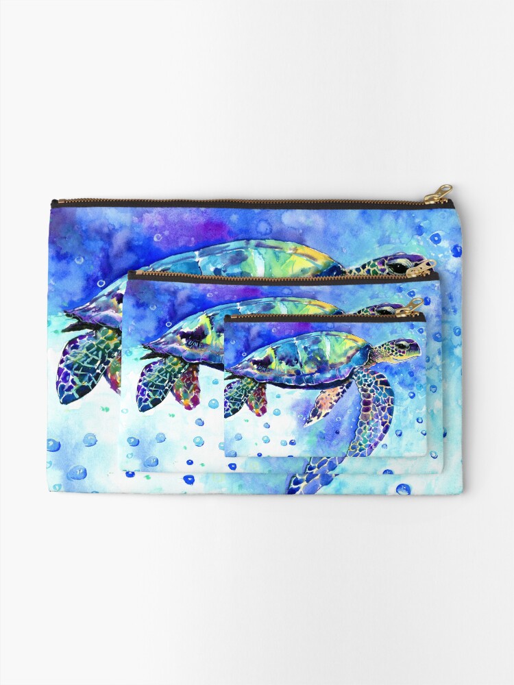 Thumbnail 2 of 4, Zipper Pouch, Sea Turtle Underwater Scene designed and sold by surenart.
