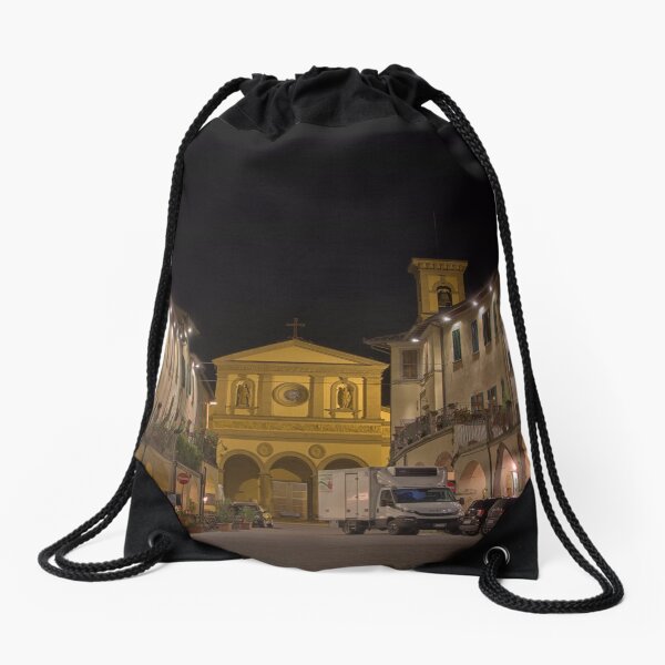 Piazza Giacomo Matteotti in Greve in Chianti by Night Drawstring Bag