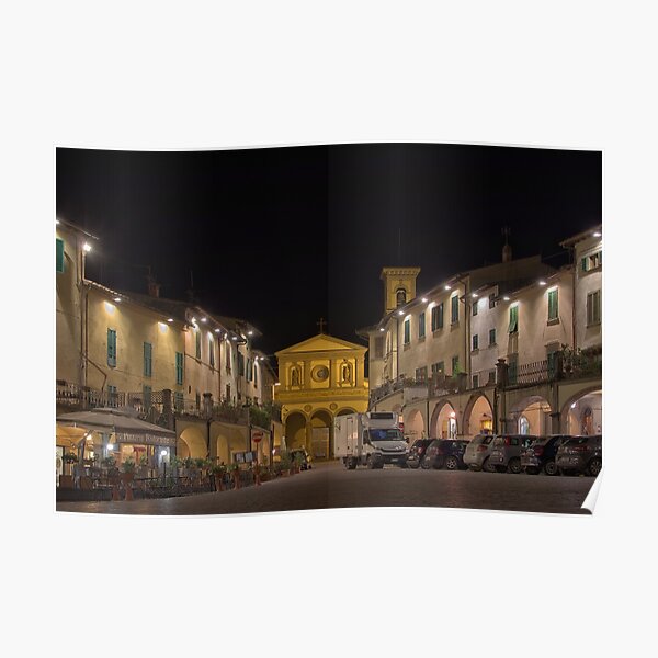 Piazza Giacomo Matteotti in Greve in Chianti by Night Poster