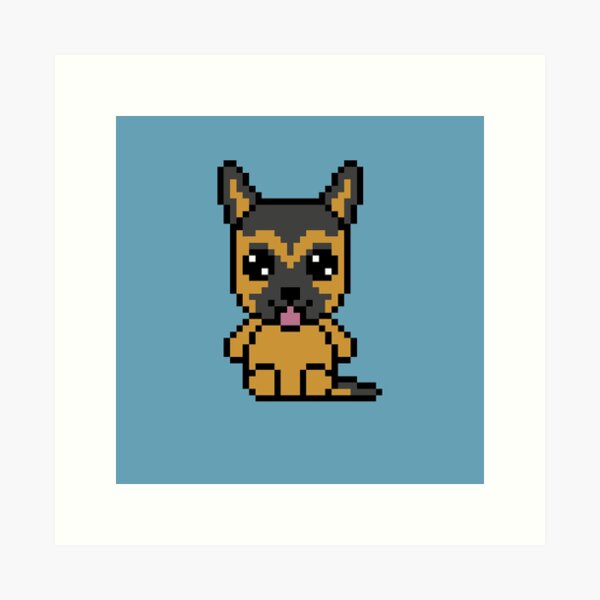 Cute German Shepherd (Chibi Pixel Animal Character) Art Print