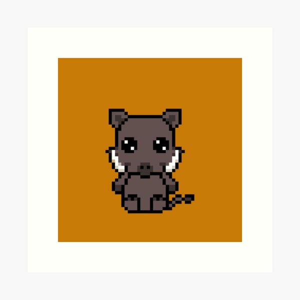 Cute Warthog (Chibi Pixel Animal Character) Art Print