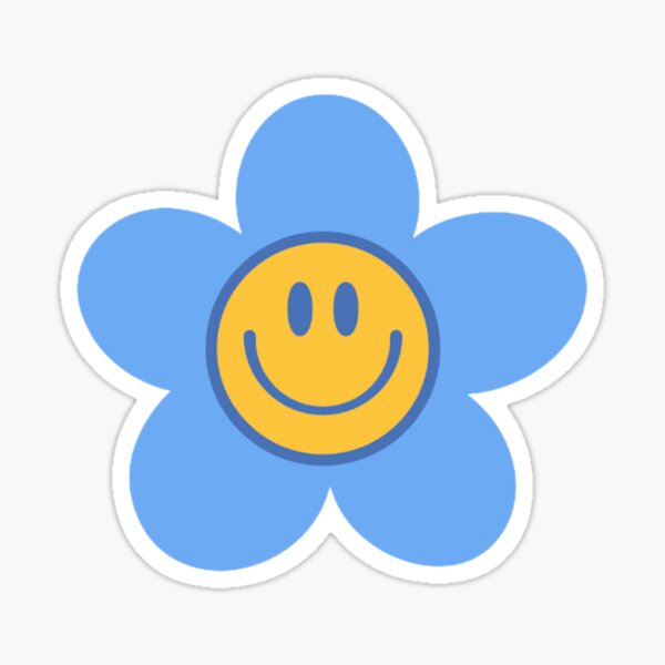 Blue Smiley face png Flower smiley face sublimation Retro