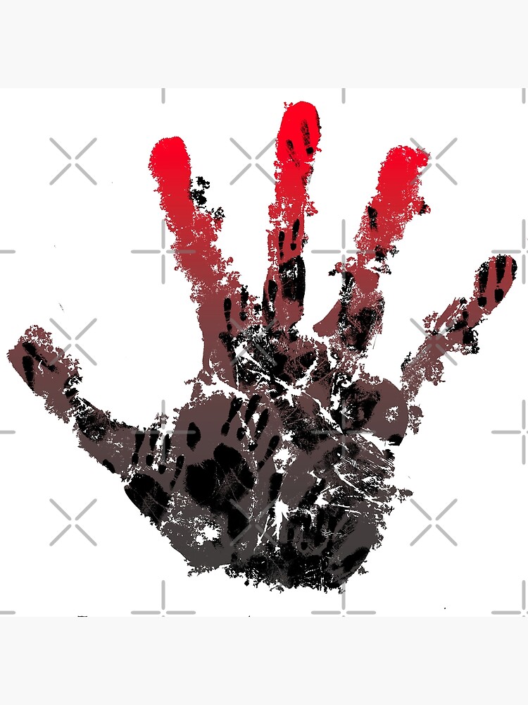 "Red and Black Hand Print Gradient in Hand Print (white background