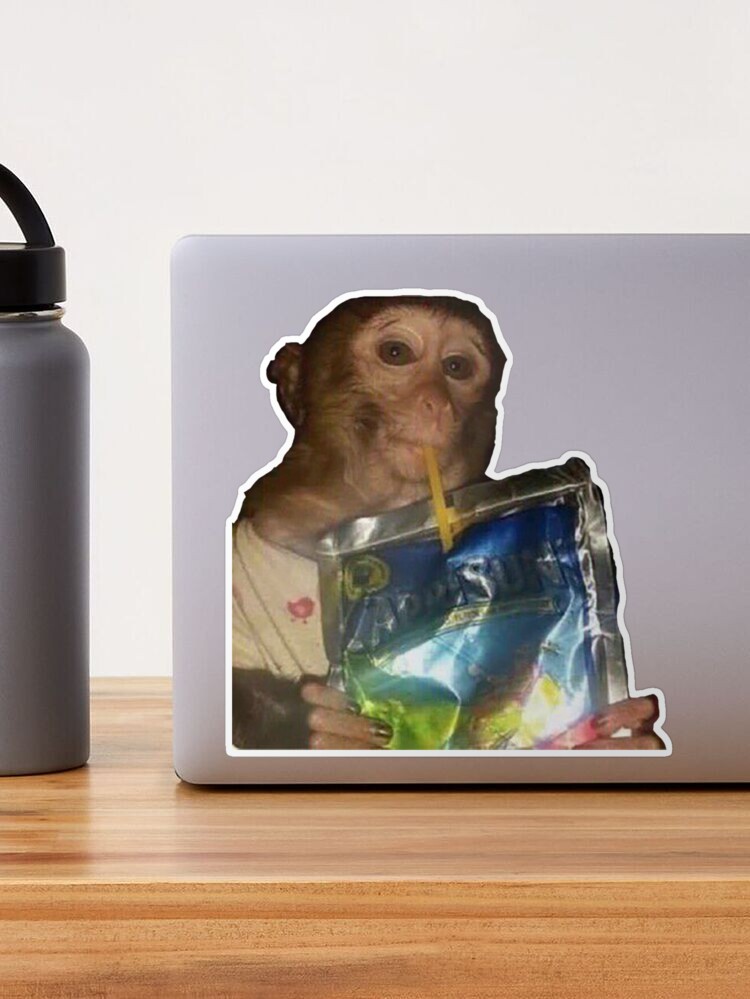 Monkey sipping caprisun meme | Photographic Print