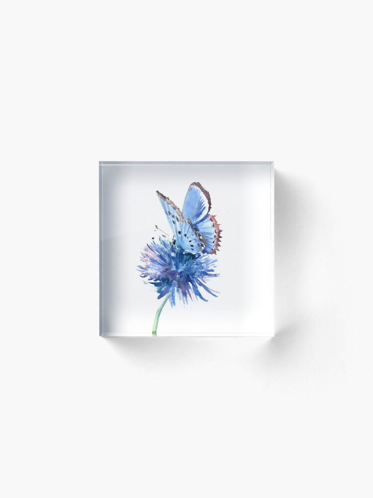 Stickers muraux Bleu Hortensia Fleur, En volant Floral Papillon