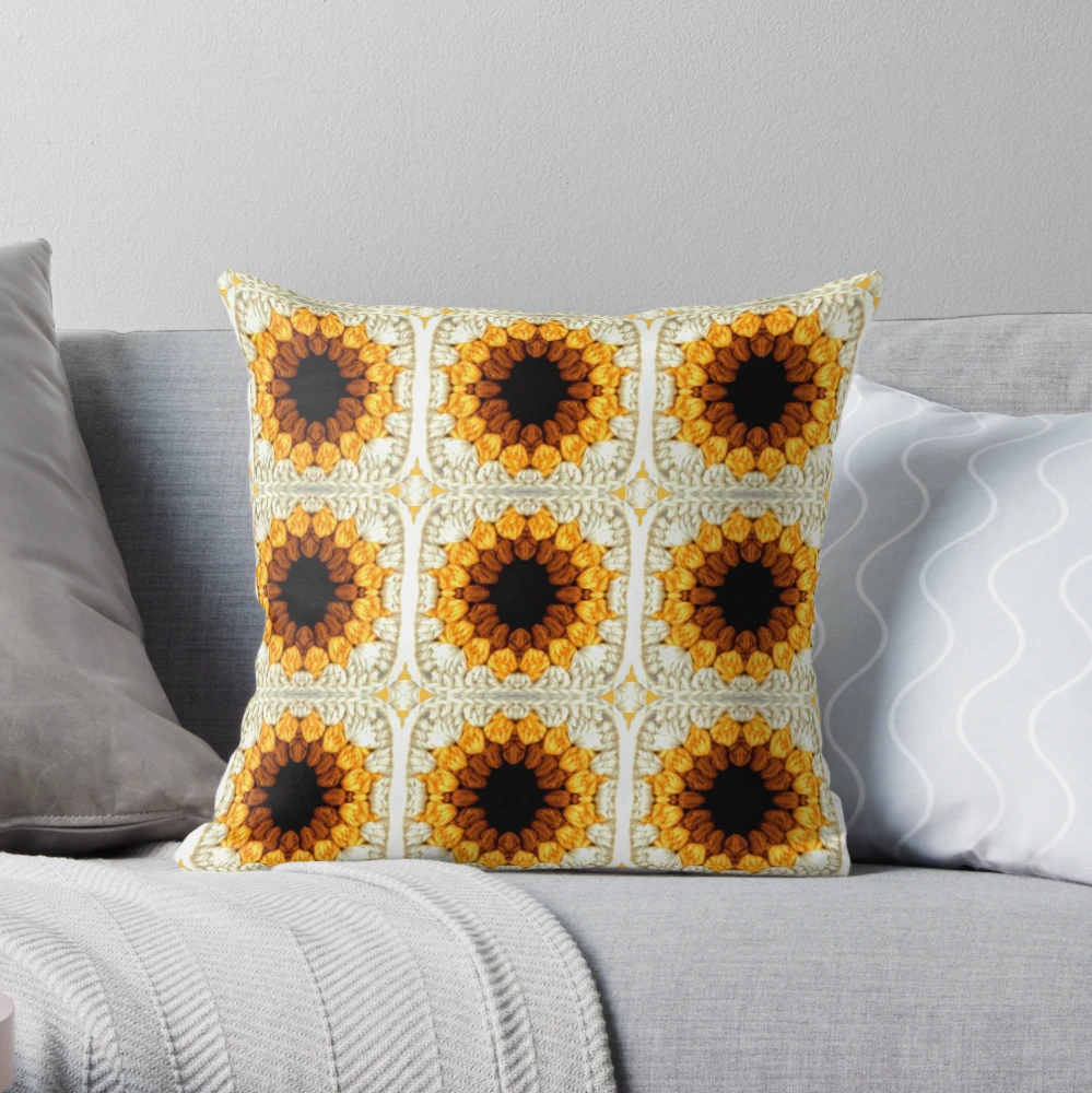 DIY Crochet Granny Square Throw Pillow - the neon tea party