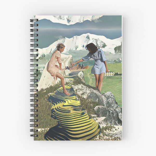 Item preview, Girls Playing Chess On Mountains Abstract Collage Art Piece designed and sold by Baelei Pierce.
