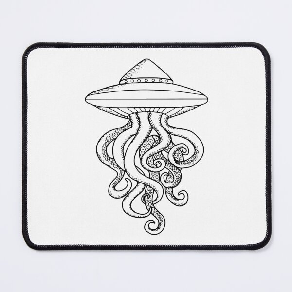 Item preview, UFO Ocotopus Alien Hybrid Line Drawing Scifi Conspiracy Theory  designed and sold by Ciara Shortall.