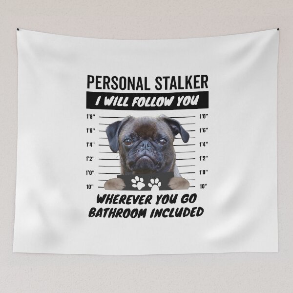 Item preview, Personal Stalker Dog Face – Grey Silver Pug designed and sold by More Cute Dogs.